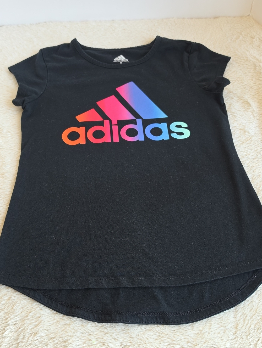 ​Adidas Girls Black Gradient Logo Tee Size M 10/12